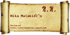 Nika Malakiás névjegykártya